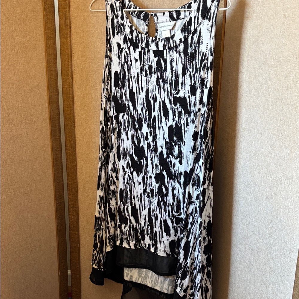 Christopher & Banks Monochrome Abstract Tunic Large
